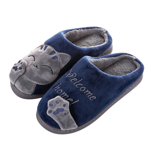 Cute Non-slip Winter Animal Men Slippers Home Female Comfort Floor Male Shoes Cotton Indoor Slippers Plush Slipper Size 40-45
