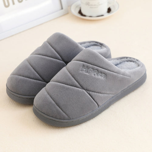 Men Indoor Slippers Short Plush Spring Autumn Flat Shoes Male Home Bedroom Slides Gray Slip On Female House Floor Slippers